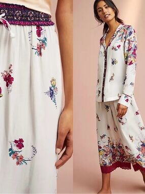 $68 PRE-OWNED Anthropologie x Floreat Sweet Dreams Sleep Pull-On Trousers S